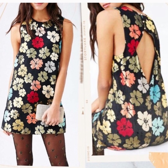 Cooperative Dresses & Skirts - NEW UO Cooperative black floral metallic dress